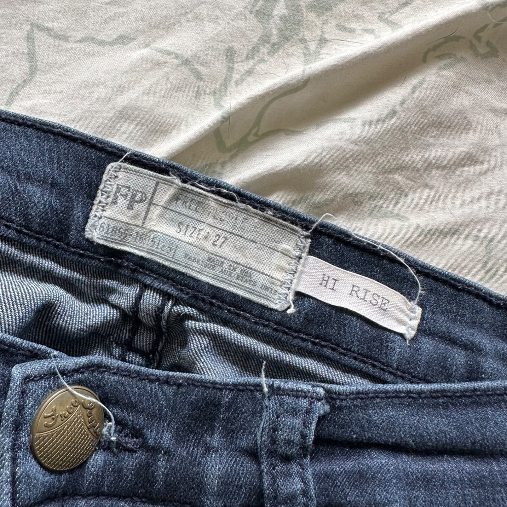 Free People Women's 27 Hi Rise Skinny Jeans Blue Stretch 25" Inseam Causal - Picture 5 of 6